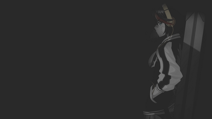 Girl with earphones in school uniform