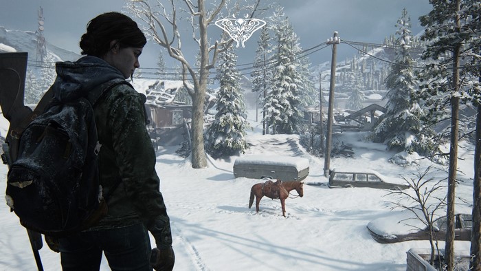 Ellie from The Last of Us in a snowy landscape
