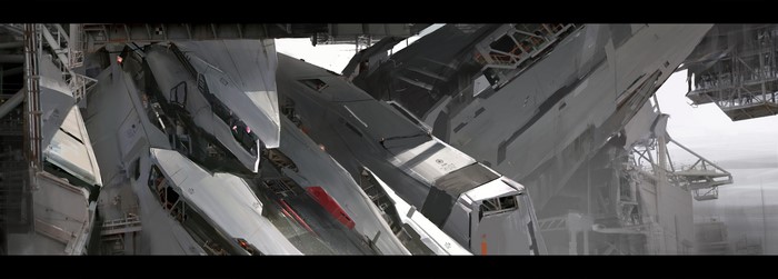 Armored Core robot in a hangar