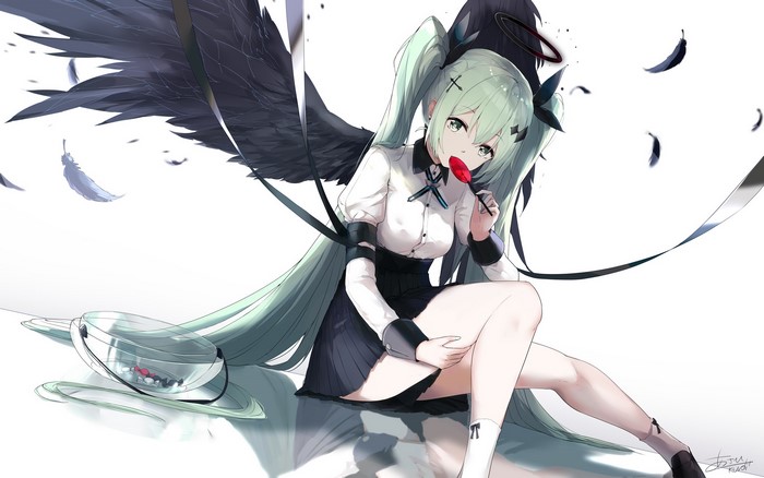 Asahi Kuroi from Vocaloid with black wings