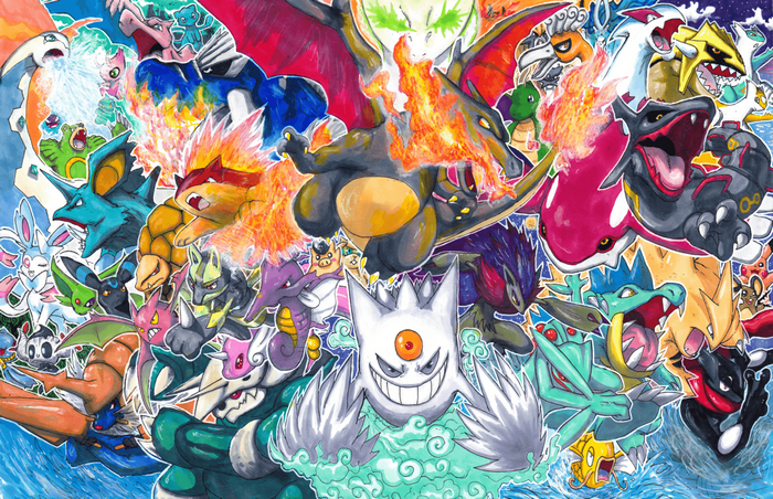 Colorful Shiny Pokémon Fan Art Illustration