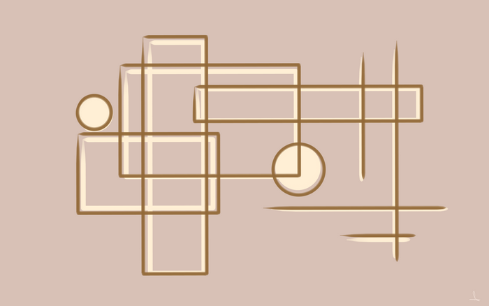 Abstract geometric artwork with lines and circles