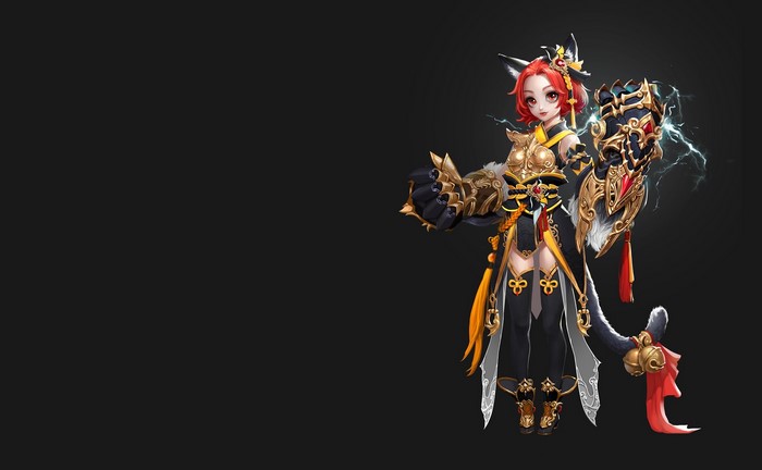 Fantasy girl with cat ears and shield