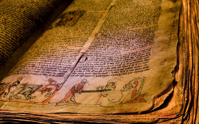 Flateyjarbók Medieval Manuscript with Illustrations