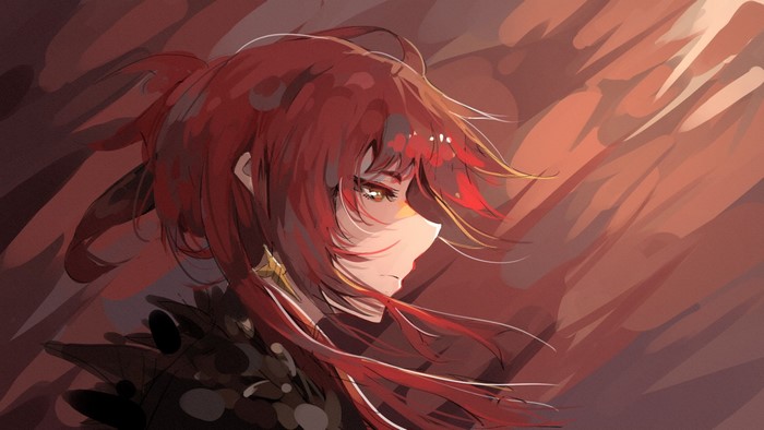 Anime girl with red hair from Honkai Impact 3rd