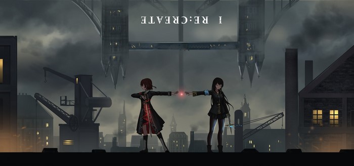 Anime girls with glowing energy in a city