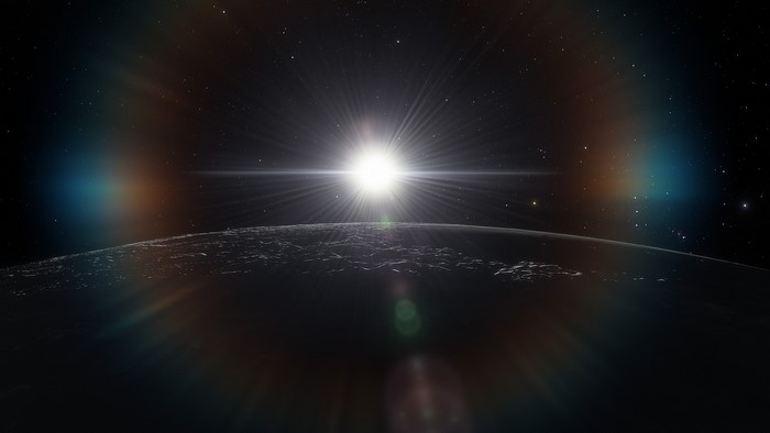 Sunrise over a planet in Space Engine