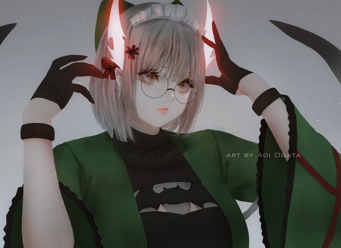 Aoi Ogata character with horns and glasses