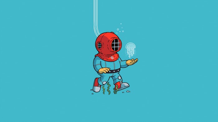 Diver holding a jellyfish
