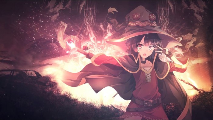Megumin from KonoSuba casting a spell