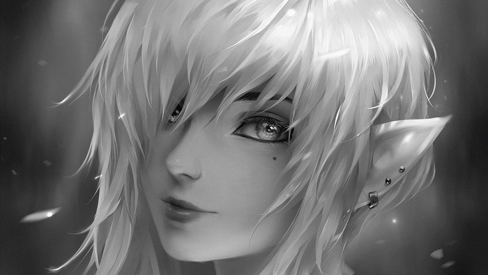 Fantasy elf girl with blonde hair and piercings