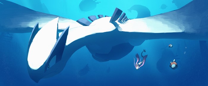 4K Lugia and Pokémon underwater