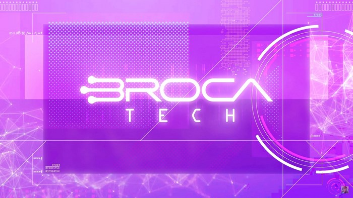 Brocha Tech logo with digital graphics