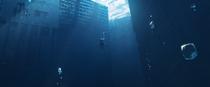 4K underwater anime scene