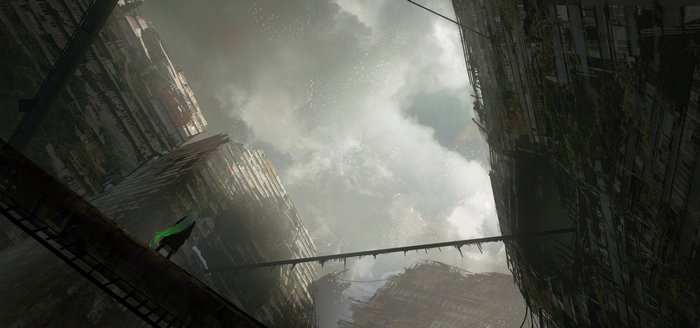 4K anime art of a character in a ruined city