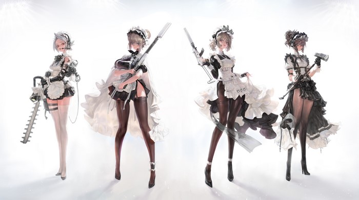 4 anime maids with weapons