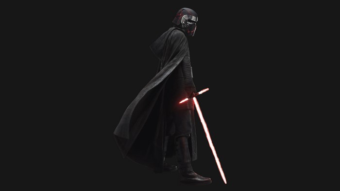 Kylo Ren from Star Wars holding a lightsaber