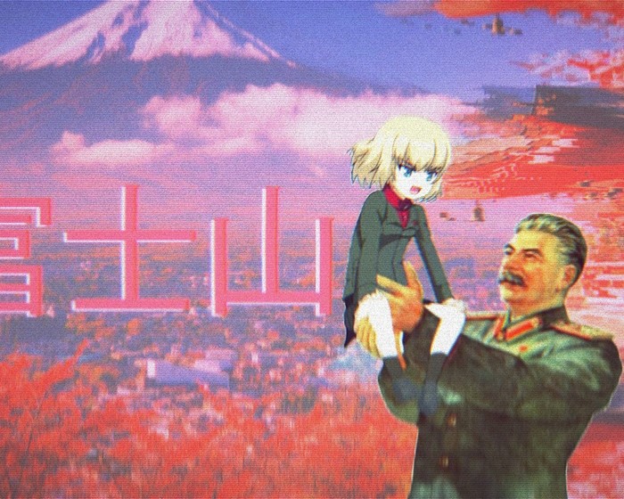 Joseph Stalin Holding Anime Character Girls und Panzer