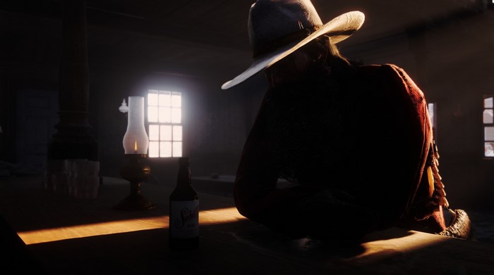 John Marston from Red Dead Redemption 2 with a beer