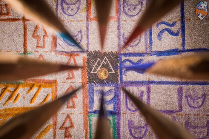 Cartographers board game with colored pencils