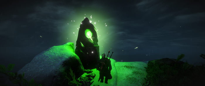 Geralt of Rivia at a Place of Power in The Witcher 3