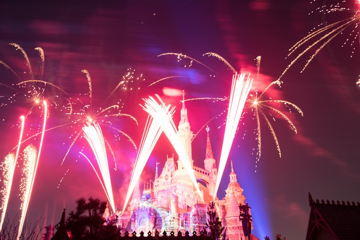 Fireworks over Disney Shanghai Castle