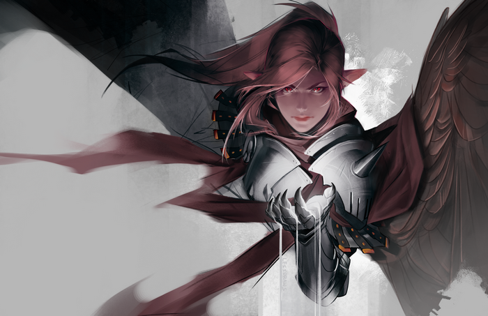 Elf warrior with wings and armor