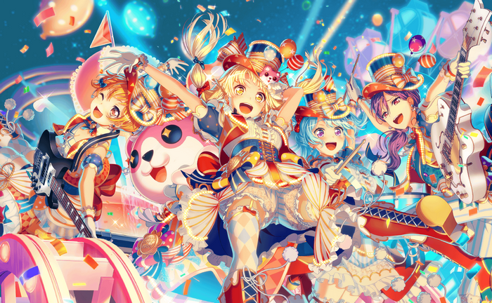 Hello Happy World! members from BanG Dream! in circus outfits