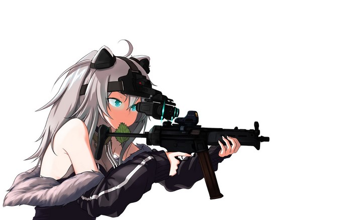 Shishiro Botan from Hololive with a gun