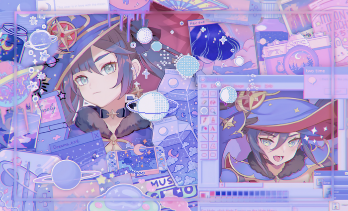 Mona from Genshin Impact in Witch Hat