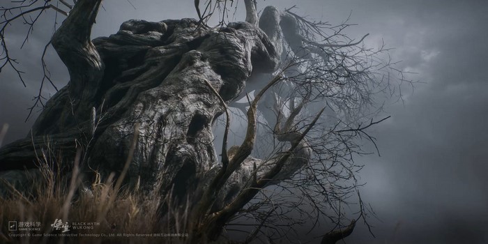 Black Myth: Wukong game art with gnarled trees