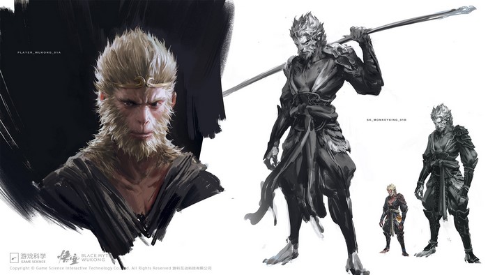 Black Myth: Wukong concept art featuring Sun Wukong