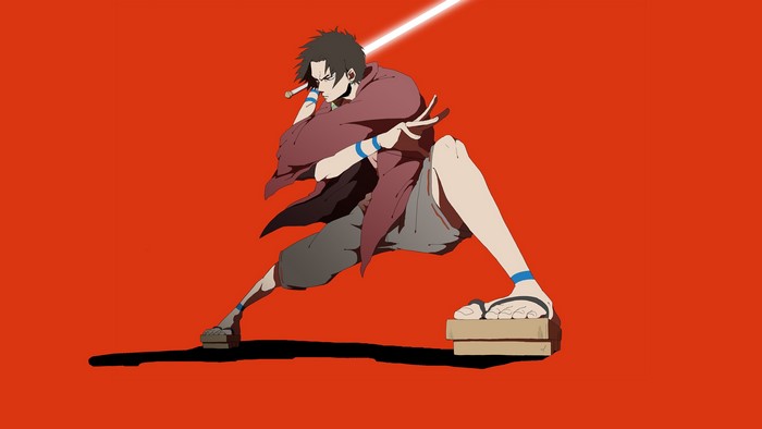 Mugen from Samurai Champloo with a glowing sword