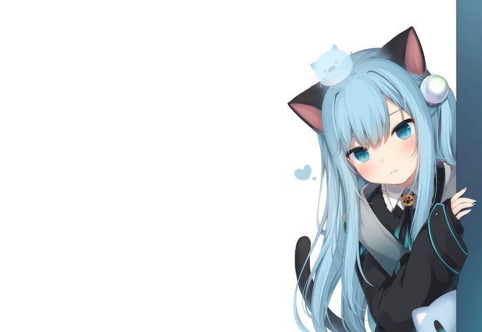 Nekoha Shizuku with Blue Hair and Cat Ears