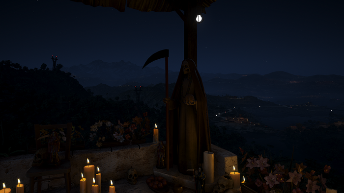 Santa Muerte statue in Tom Clancy's Ghost Recon Wildlands at night