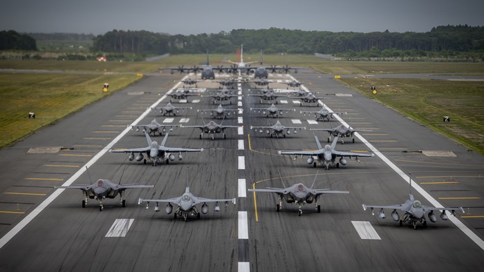 Military Aircraft Elephant Walk on Runway