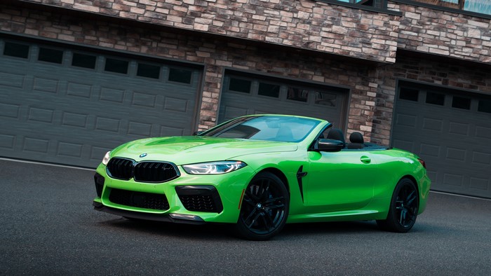 Green BMW M8 Convertible Sports Car