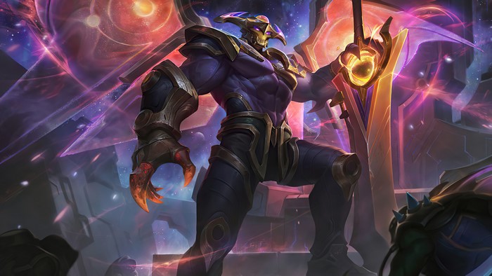Aatrox from League of Legends in space