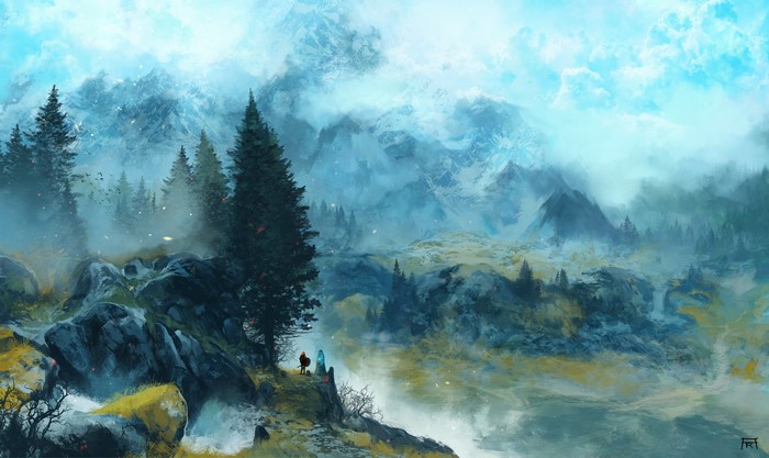 4K Digital Art of White Mountains Landscape