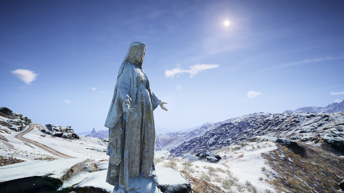 Statue in snowy mountains from Ghost Recon Wildlands