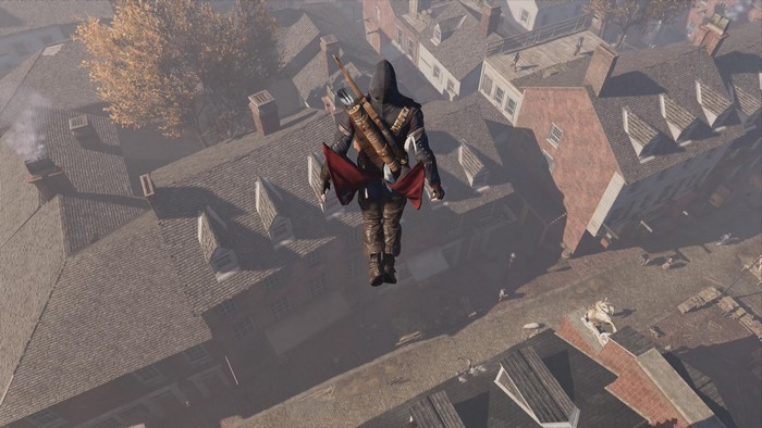 Connor Kenway from Assassin's Creed III in a Leap of Faith