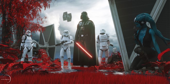 Darth Vader and Stormtroopers with Twi'lek in Star Wars