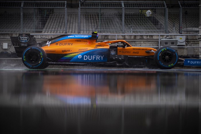 McLaren MCL35M Formula 1 car with number 4