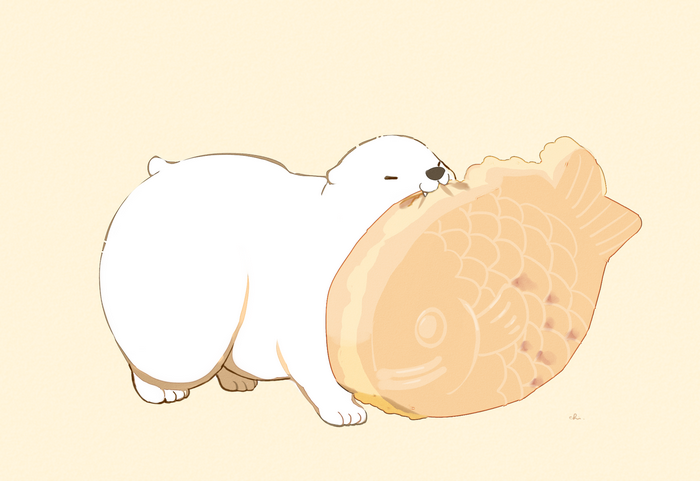 Polar bear eating a taiyaki