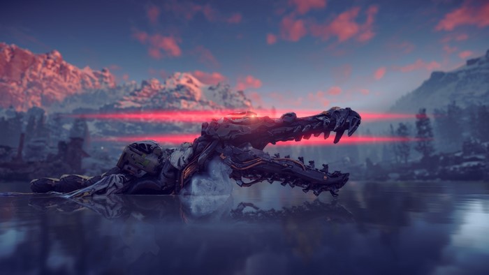 Horizon Zero Dawn mechanical crocodile in water