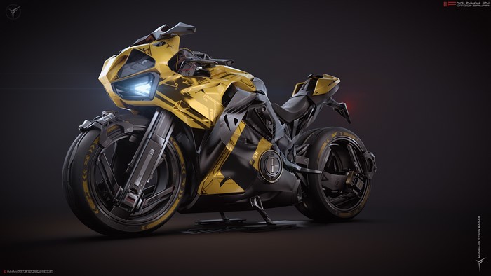Futuristic Yellow Superbike by Munkhjin Otgonbayar