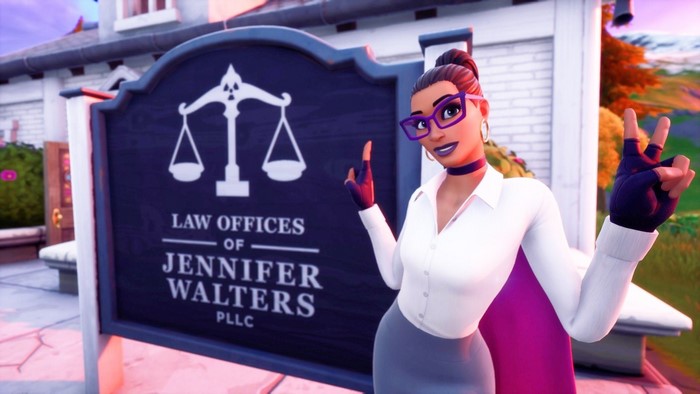 She-Hulk from Fortnite at Law Offices of Jennifer Walters