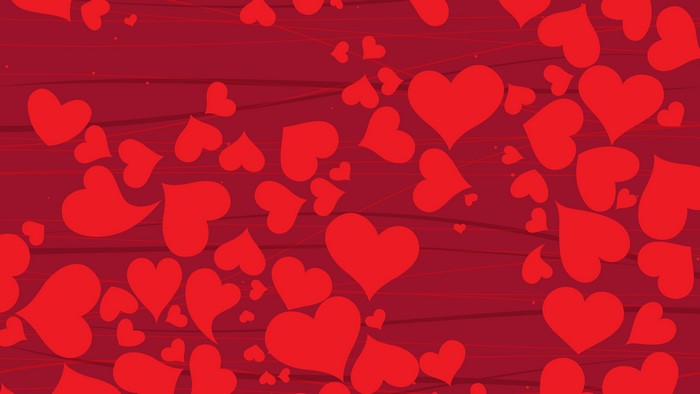 Red Hearts on Red Textured Background