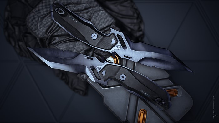 Two futuristic knives by Munkhjin Otgonbayar