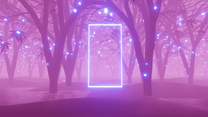 4K Blender forest with neon rectangle